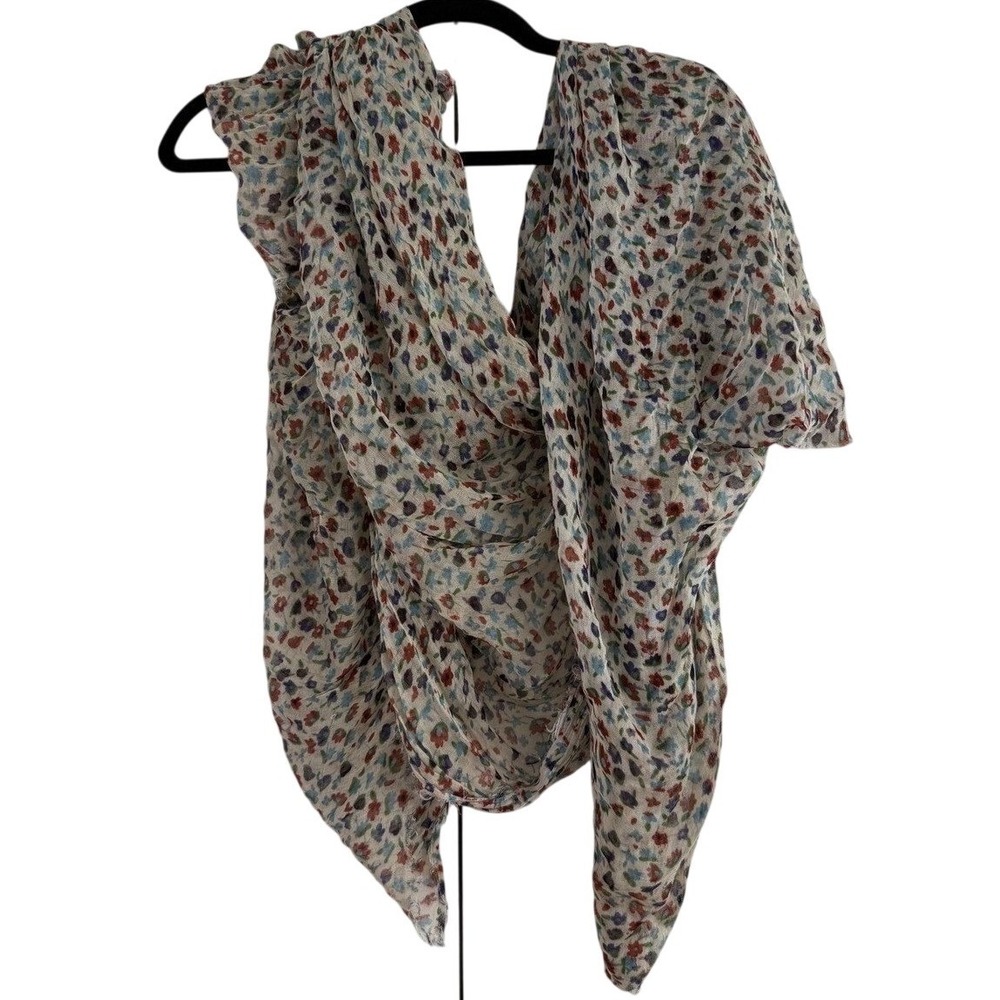 Target‎ Floral Print Gauze Scarf Multicolor Frayed Edge Boho Summer One Size